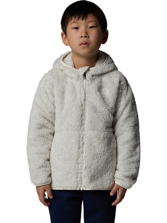 Παιδική Ζακέτα Φούτερ Fleece με Κουκούλα Λευκή Full