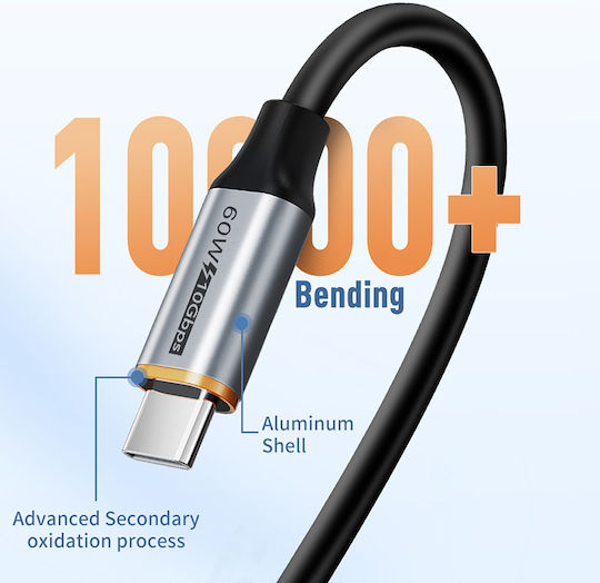 Cabletime USB 3.2 Cable USB-C male - USB-A 60W Μαύρο 1.5m CT-AMCMG2-AG15