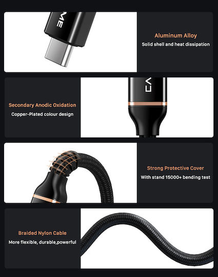 Cabletime Ct-usb4 Braided USB 4 Video Cable USB-C male - USB-C 240W Μαύρο 1m