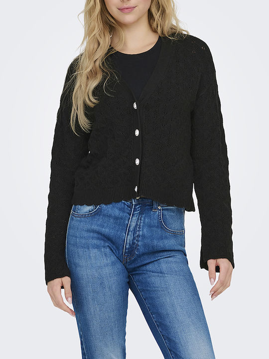 Only Life Women's Knitted Cardigan with Buttons Black