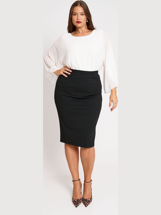 Pencil Midi Skirt Black