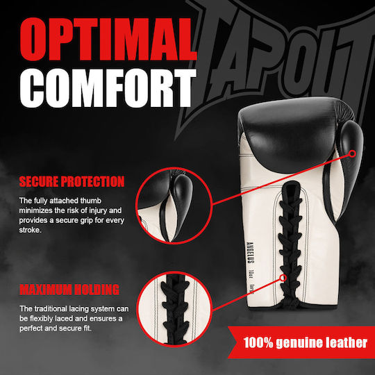Tapout Boxhandschuhe Leder für Kampf Schwarz