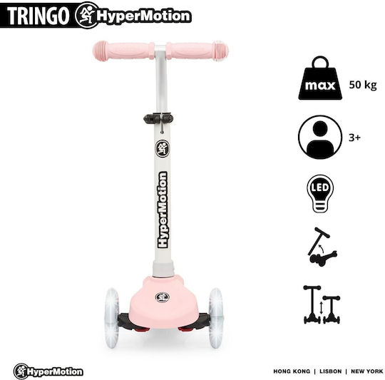 HyperMotion Παιδικό Πατίνι Tringo Τρίτροχο με Led Φωτισμό για 3+ Ετών Ροζ