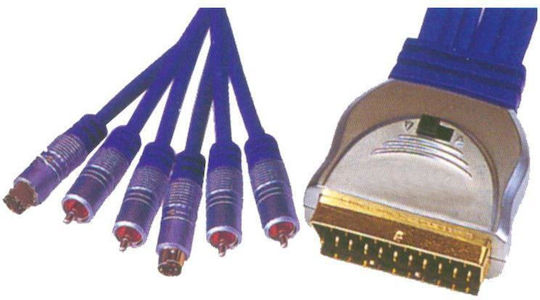 X-treme Cable Scart male - Composite male / S-Video male 1.5m Blue CR-647/1.5M
