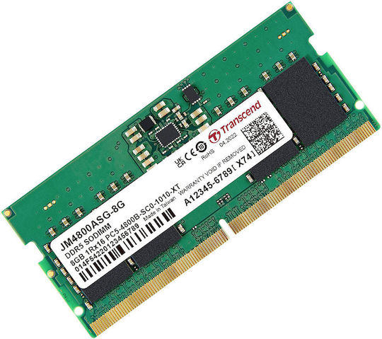 Transcend DDR5 με Module 1x8GB και Ταχύτητα 4800 για Laptop