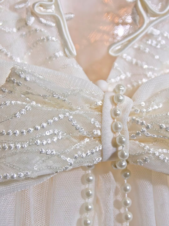 Stova Bambini Alb Rochie de Botez din Tulle