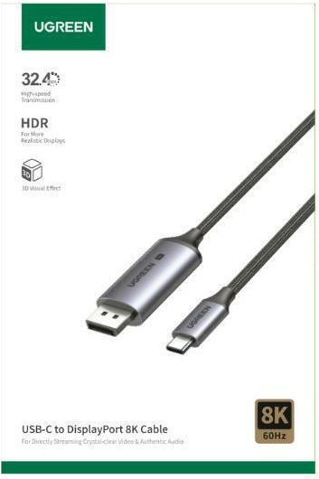 Ugreen Cm556 Video Cable USB-C male - DisplayPort Γκρι 3m 25839