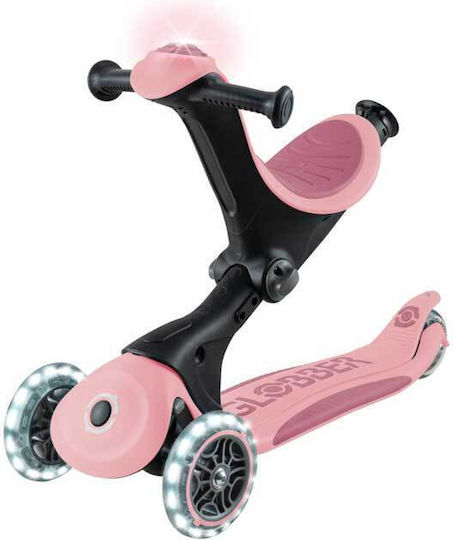 Globber Kinderroller Klappbar Go Up Sporty Lights 360° 3-Rad mit LED-Beleuchtung Pastell Rosa
