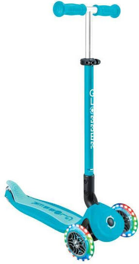 Globber Kids Scooter Foldable Go Up Active Lights 360° 3-Wheel with Seat Aqua