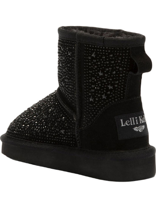 Olivia Suede Kids Boots with Zipper Black