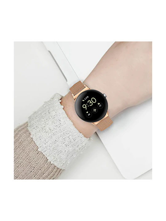 Google Pixel Watch Stainless Steel Mesh Strap Magnetic Rose Gold