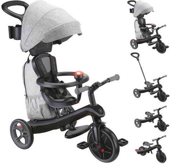 Globber Explorer Deluxe Превозно Средство с Ръкохватка за Родител 4 в 1 за 10 Месеца Сив