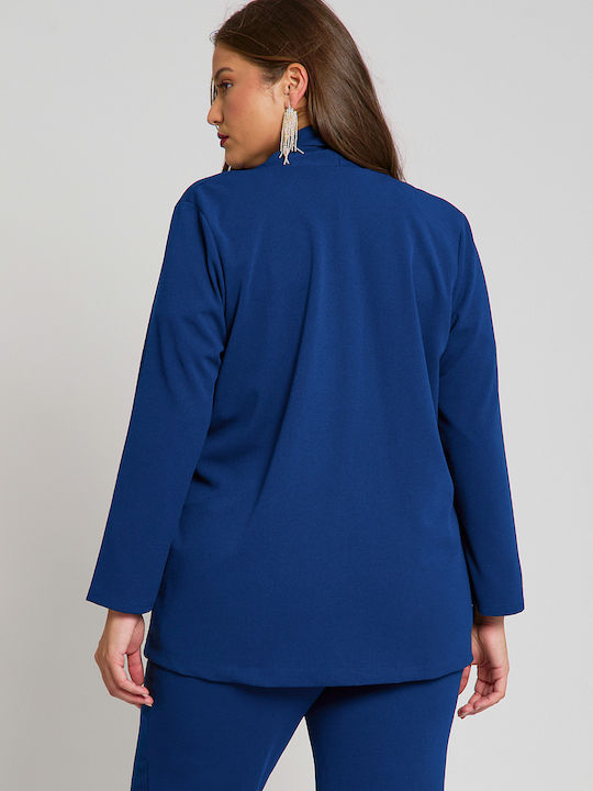 Jucita Long Women's Crepe Blazer Blue