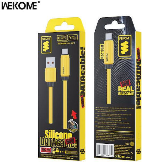 WK USB 2.0 Cable USB-C male - USB-A 66W PD Κίτρινο 1m 250837