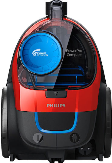 Philips Powerpro Compact Staubsauger 900W Beutellos 1.5Es Rot