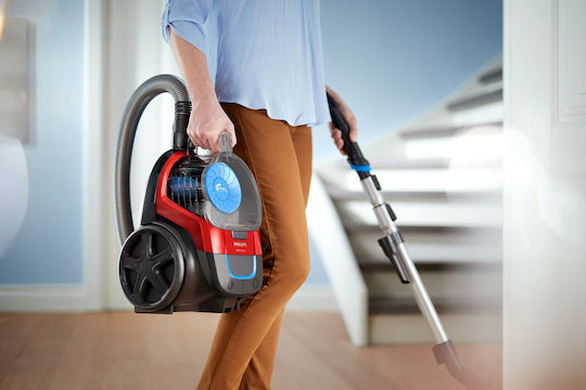 Philips Powerpro Compact Staubsauger 900W Beutellos 1.5Es Rot