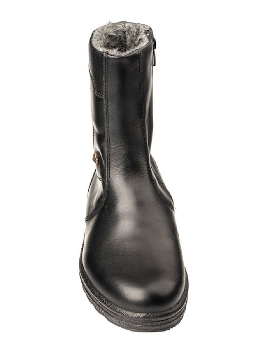Leder Schwarz Herrenstiefel Anatomisch mit Reißverschluss
