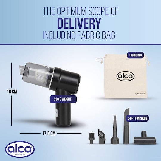 Alca 221300 Car Handheld Vacuum Dry Vacuuming with Power 50W Rechargeable 7.4V