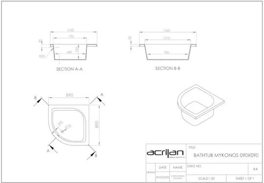 Acrilan Mykonos Вана Акрил 90x90см