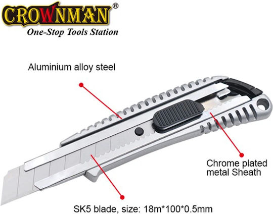 Crownman Faltschneider mit Metallisch Körper und Klingenbreite 18mm