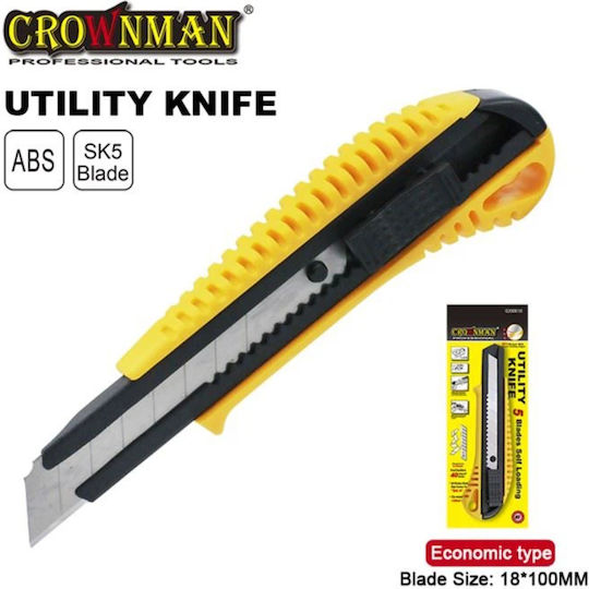 Crownman Faltschneider mit Kunststoff Körper und Klingenbreite 18mm Black