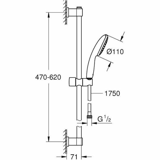 Grohe Вертикален душ с телефон и спирала