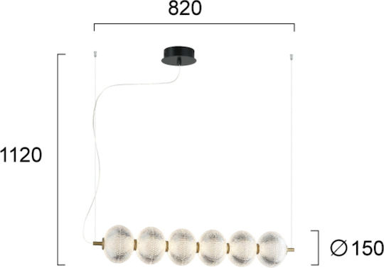 Viokef Pellucid Pendant Light Transparent Rail 82cm