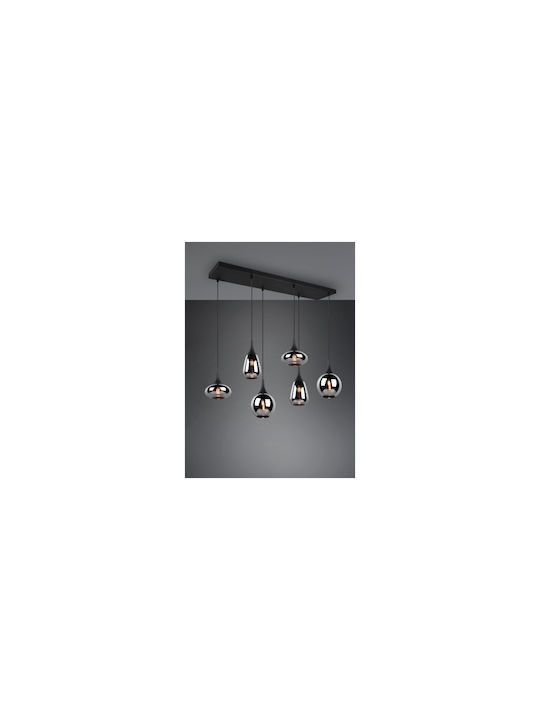 Trio Lighting Lumina Adjustable Pendant Light Black Rail for 6 Bulbs E14, E.14 93x20x150cm