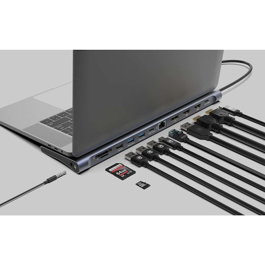 Manhattan USB-C Docking Station με HDMI/DisplayPort 4K PD Ethernet (190305)