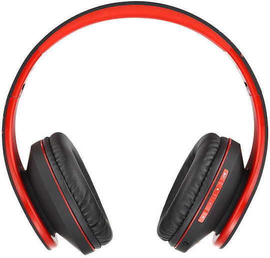 PowerLocus PowerLocus Wireless Wired Over Ear Headphones with Radio and 20 Hours Playing Time Black-Red