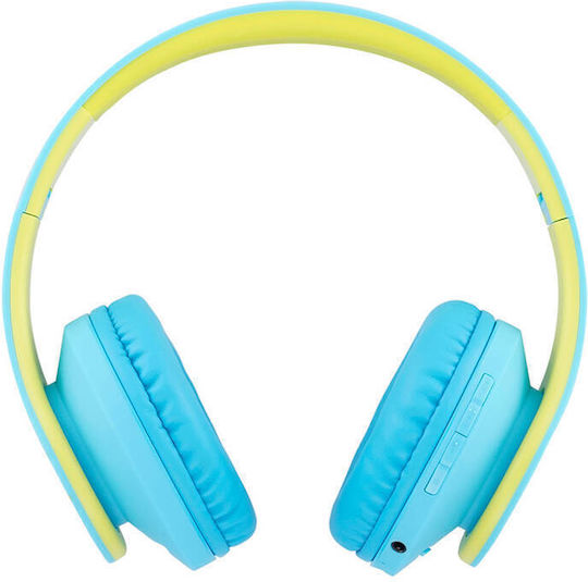 PowerLocus P2 Kids Ασύρματα / Ενσύρματα Παιδικά Over Ear Ακουστικά με Ραδιόφωνο με 20 ώρες Λειτουργίας Blue-Green