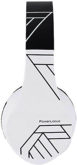 PowerLocus P2 Wireless Wired Over Ear Headphones with Radio with 20 Hours Playing Time Black White