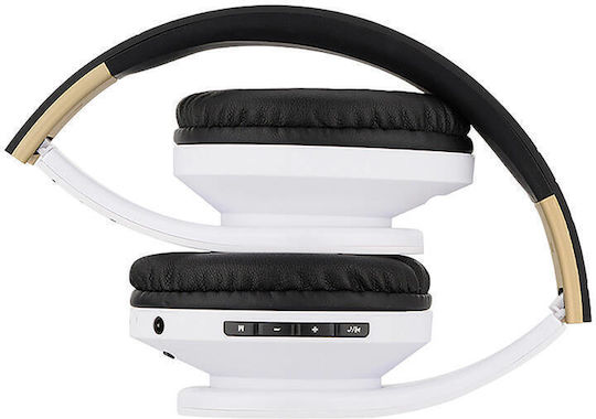 PowerLocus P2 Wireless Wired Over Ear Headphones with Radio with 20 Hours Playing Time Black White