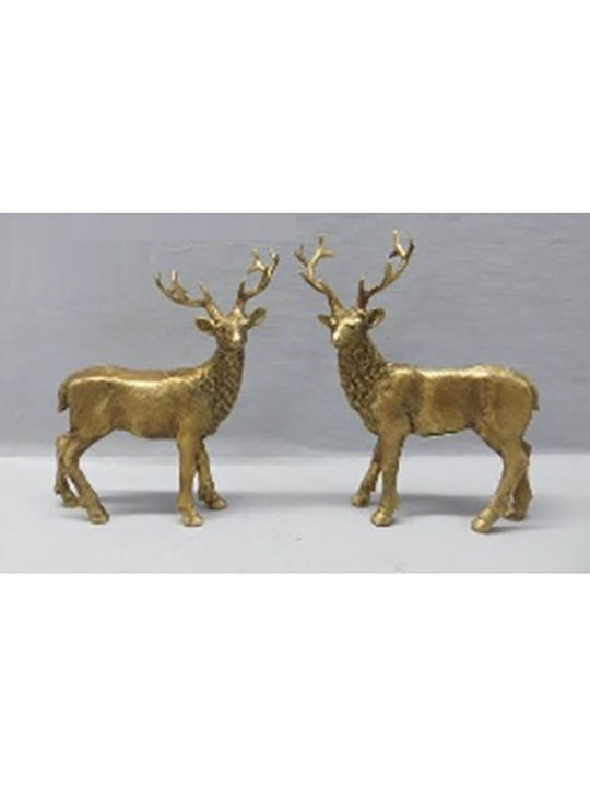 Iliadis Christmas Plastic Figure Reindeer Gold Height 14cm