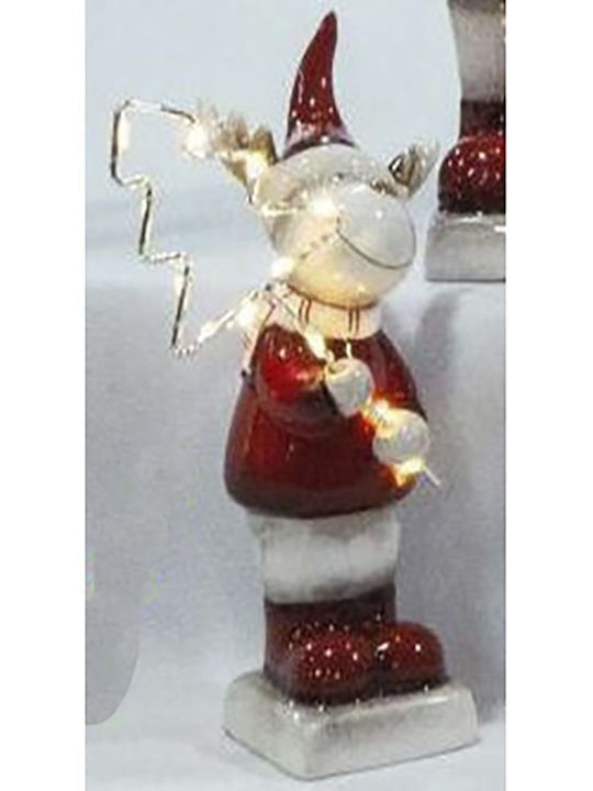 Iliadis Illuminated Christmas Ceramic Figure Reindeer Red Height 17cm