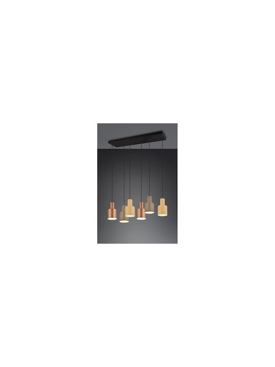 Trio Lighting Pendant Light Black Rail for 6 Bulbs E27 85x27x150cm