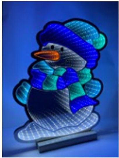 Iliadis Illuminated Christmas Wooden Figure SNowman Blue Height 40cm Base