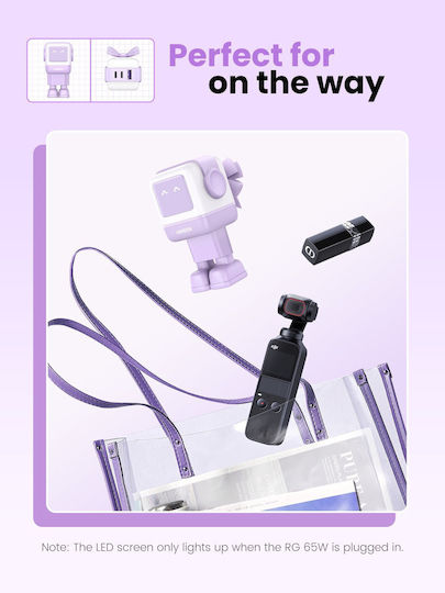 Ugreen Charger Without Cable GaN with USB-A Port and 2 USB-C Ports 65W Power Delivery / Quick Charge 4.0 Purple (Robot)