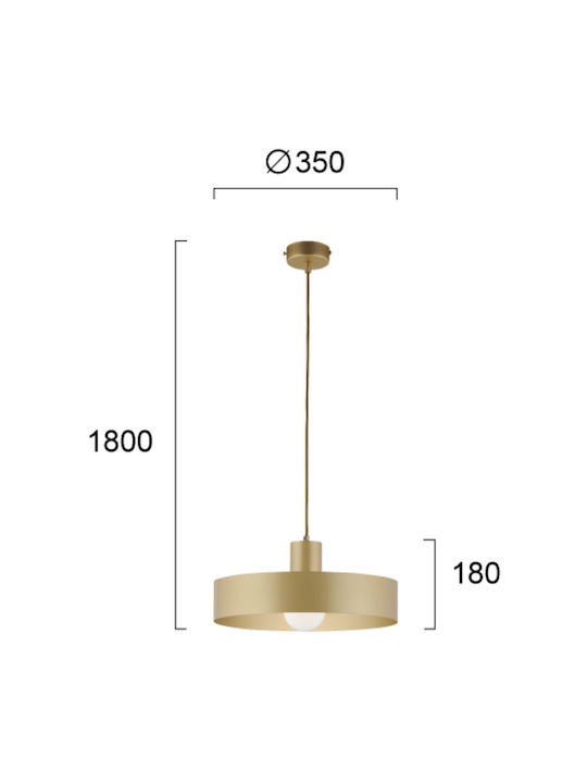 Viokef Norton Pendant Light Gold Rail with Socket E27 35x350cm