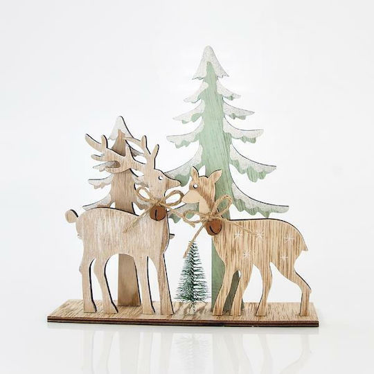 Eurolamp Weihnachtliche Holz Figur Rentier Grün 21x21x5cm