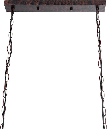 GloboStar Clarity Pendant Light Brown Grid for 6 Bulbs E27 78x25x22cm