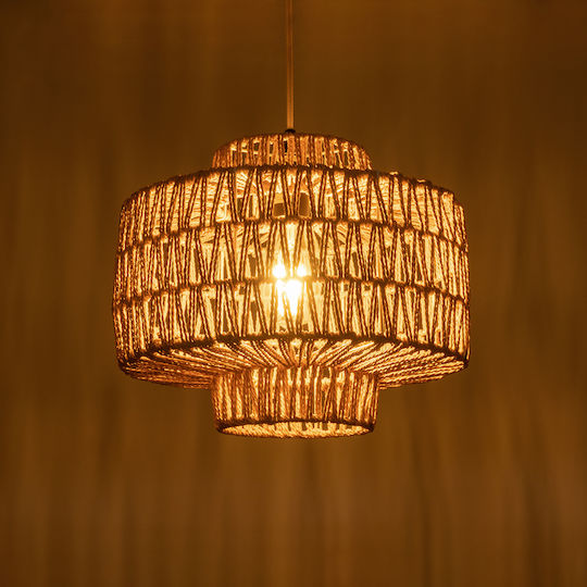 GloboStar Jenson Ceiling Light Brown Boho Grid with E27 Socket 33x35x35cm