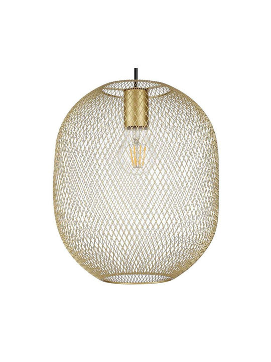 Ideal Lux Pendant Light Gold Grid with Socket E27 24.5x24x53.2cm