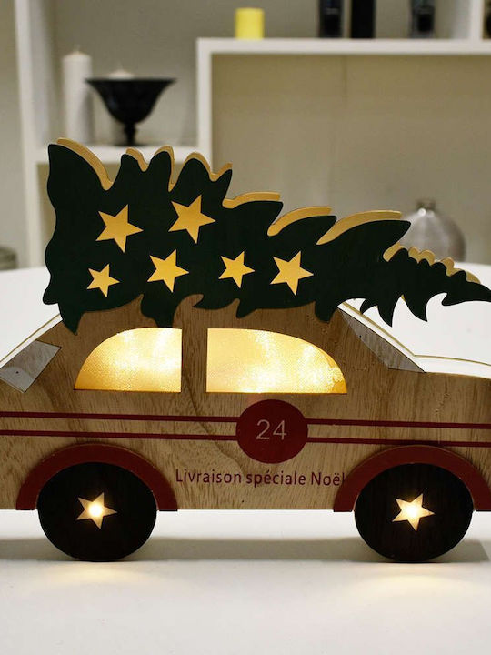 Atmosphera Illuminated Christmas Wooden Figure Car 35x35x4cm