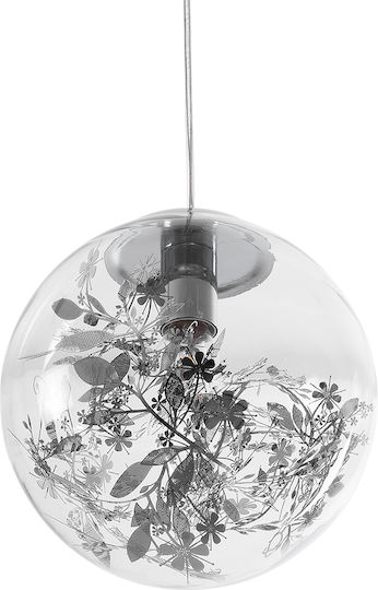 GloboStar Harper Ceiling Light Silver Ball with E27 Socket 25x25x30cm