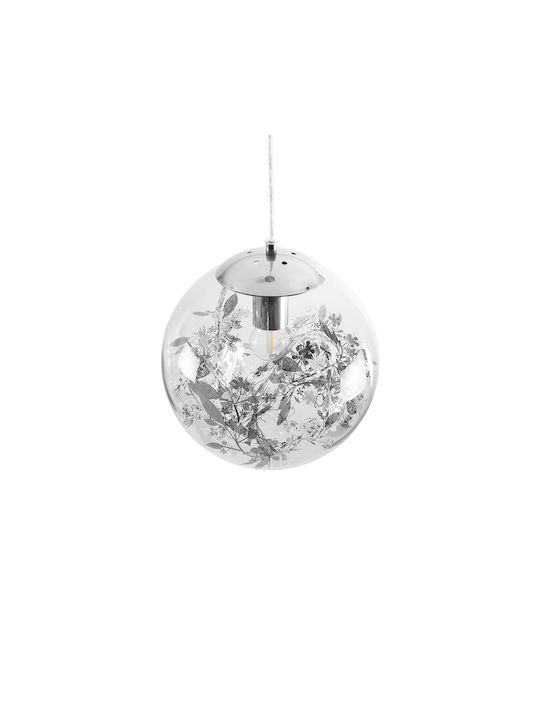 GloboStar Harper Deckenleuchte Silber Kugel mit Lampenbirnensockel E27 25x25x30cm