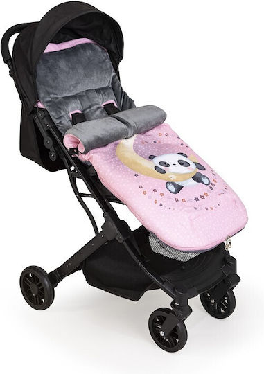 Interbaby Panda Luna Universal Ποδόσακος Καροτσιού Ροζ με Βελούδινη Επένδυση 90x46εκ.