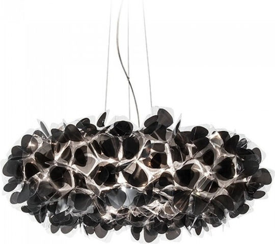 Slamp Clizia Large Lumina Suspendată Neagră Cu Cristale Pentru 4 Becuri E27 78 cm