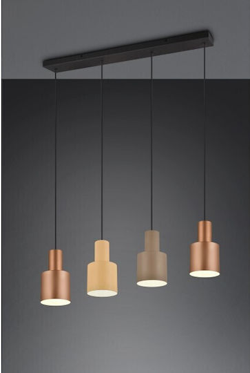 Trio Lighting Hängelampe Schwarz Schiene für 4 Lampen E27 87x12x150cm.