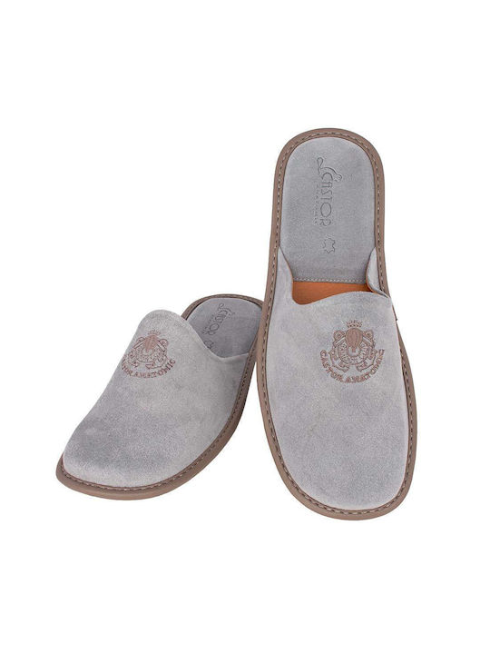 Castor Anatomic Men's Leather Slippers Gray